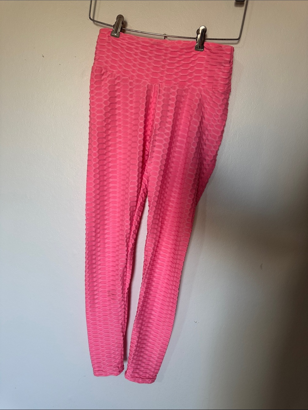 Textured High-Waist Leggings - Bright Pink
